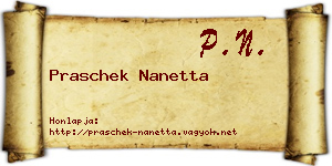 Praschek Nanetta névjegykártya